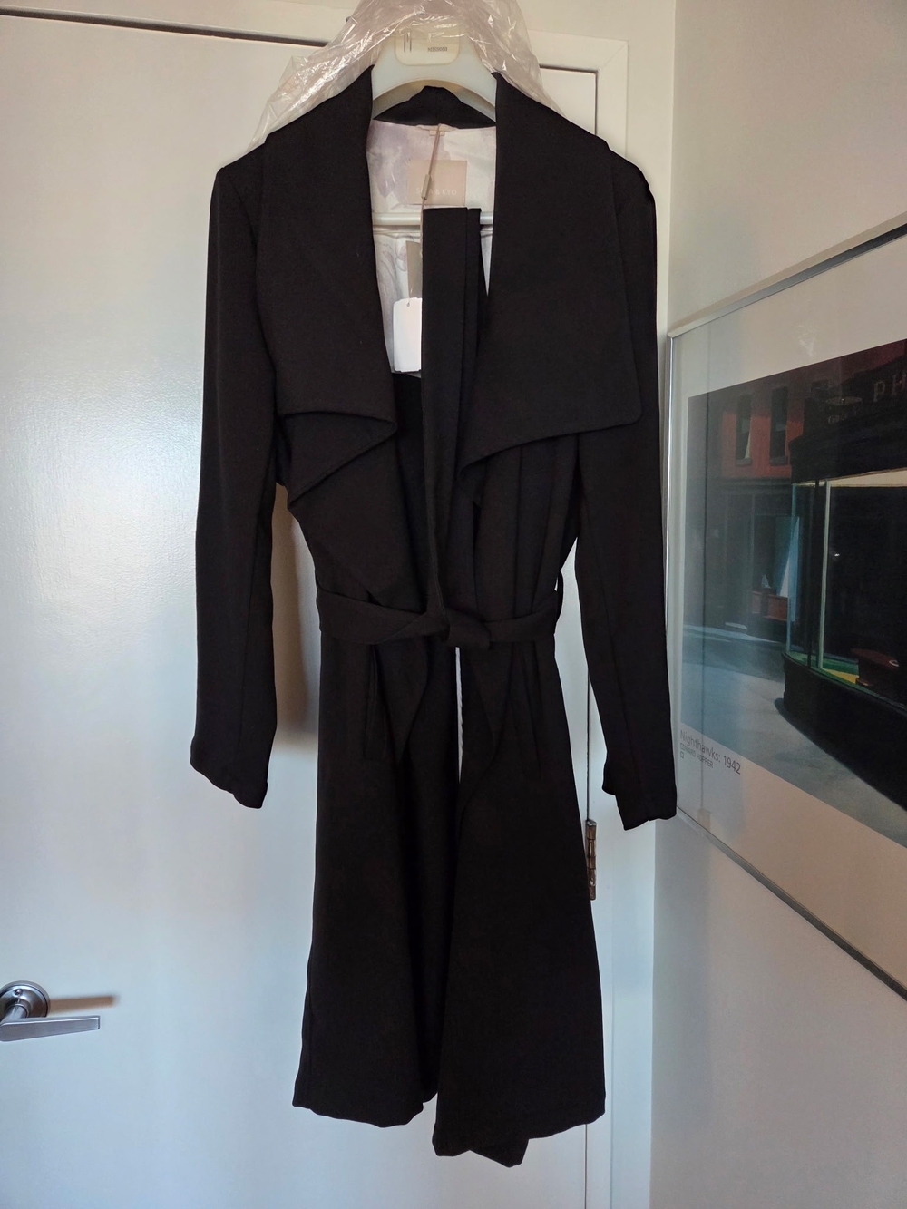 Soia & Kyo Black Draped Trench with Tie